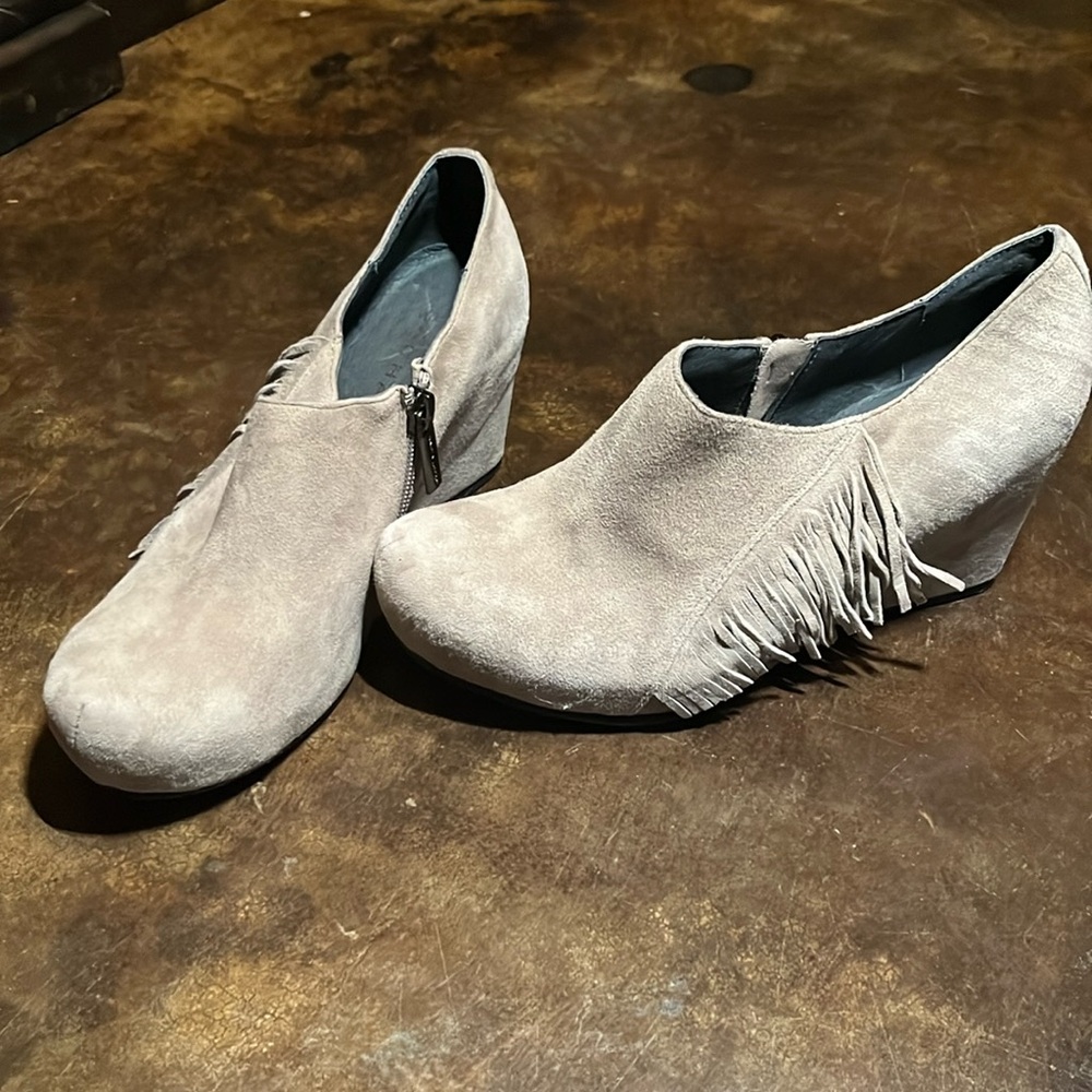 Handmade Sacha London Suede Buckskin Colored Clogs